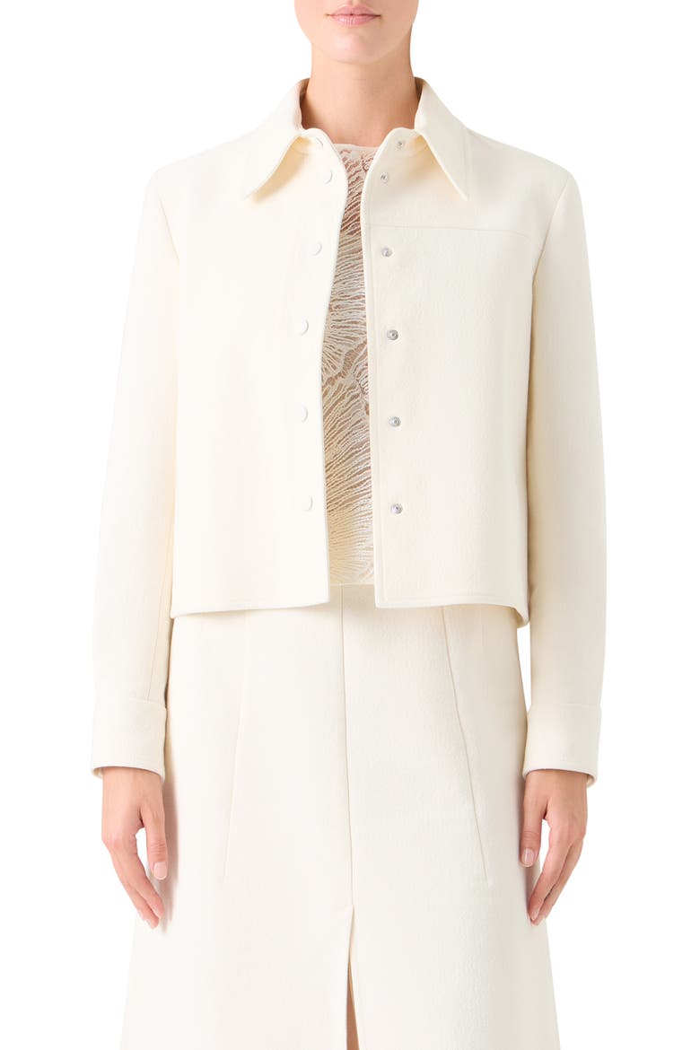 Talitha Crop Cotton & Silk Shirt Jacket, Main, color, ECRU