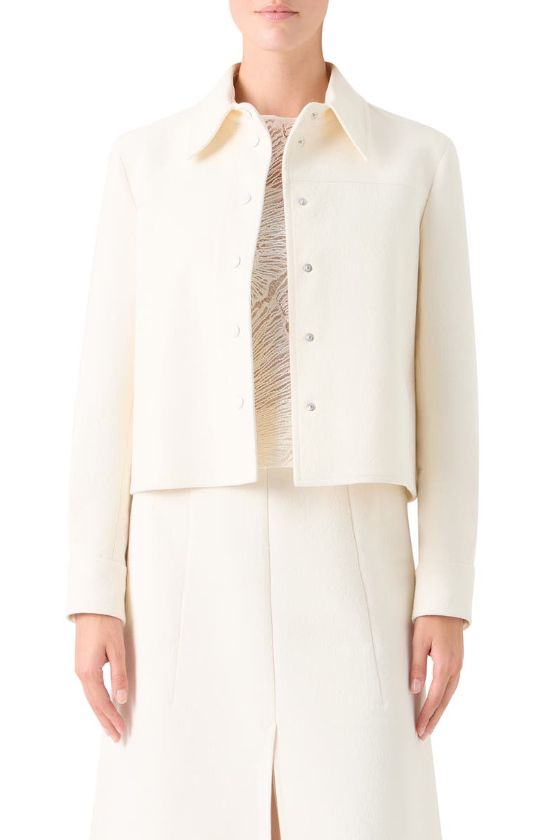 Akris Talitha Crop Cotton & Silk Shirt Jacket, Main, color, Ecru