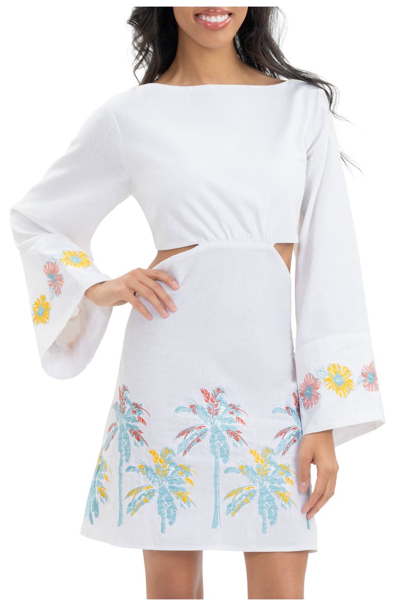 Kenny Flowers The BVIs - Embroidered Long Sleeve Dress, Alternate, color, White