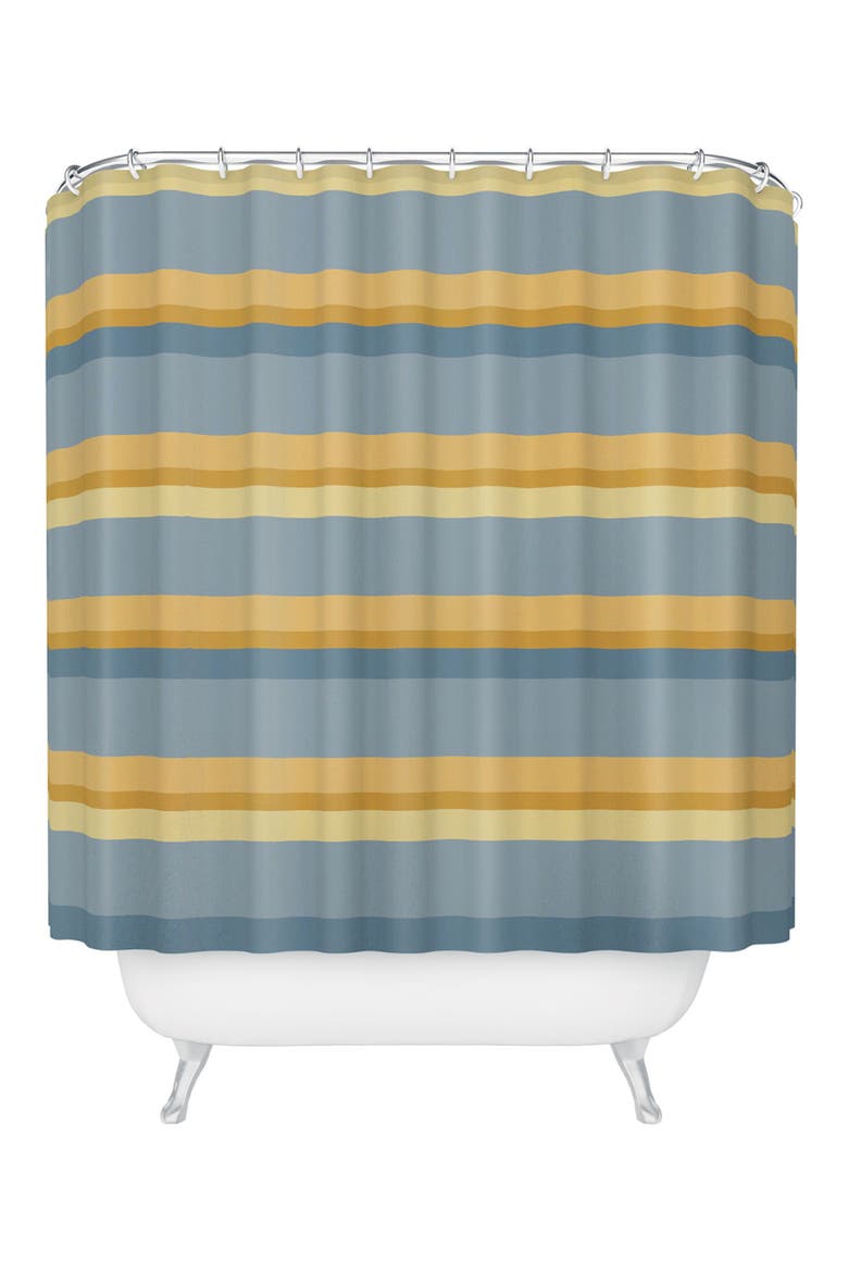 Retro Stripe Print XXXIII Shower Curtain, Main, color, ORANGE