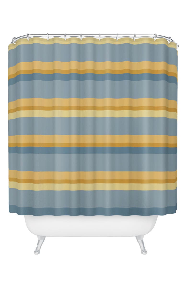 Deny Designs Retro Stripe Print XXXIII Shower Curtain, Main, color, Orange