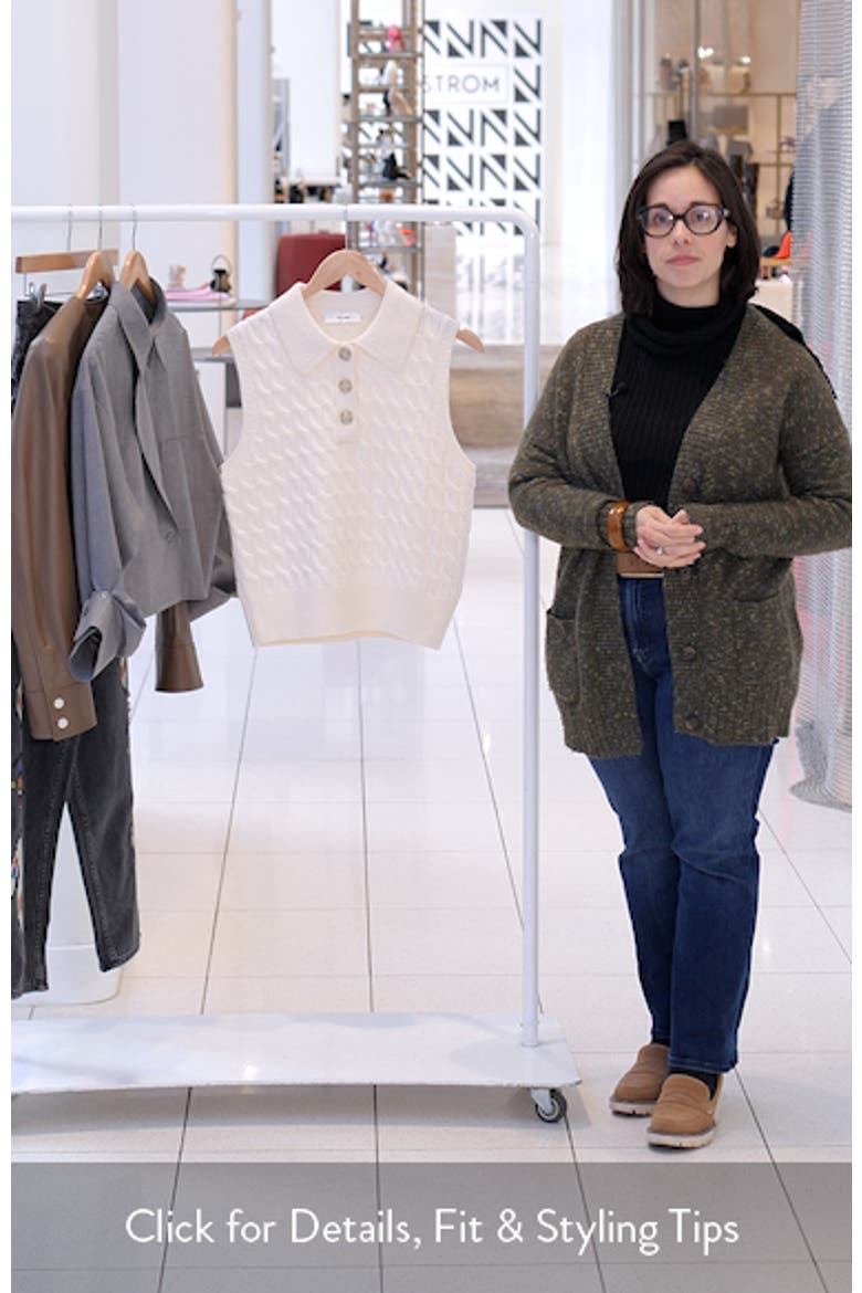 Cable Wool Sleeveless Polo Sweater video