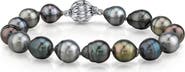 The Pearl Source 9-10mm Tahitian South Sea Multicolor Baroque Pearl Bracelet - AAA Quality