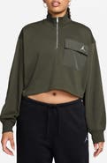 Jordan Brooklyn Fleece Hike Crop Quarter Zip Top