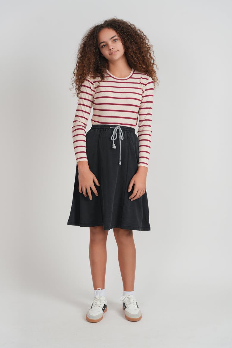 Ribbed Striped Dotted Long Sleeve Soft Stretch T-Shirt, Alternate, color, Blue