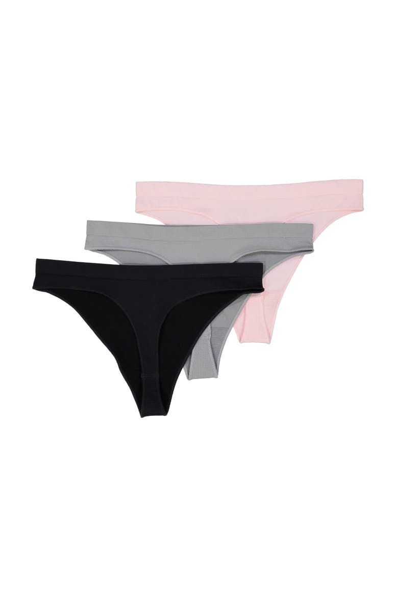 Comfy Undies  Hi Leg Thong, Alternate, color, Black, Natural Grey, Pink