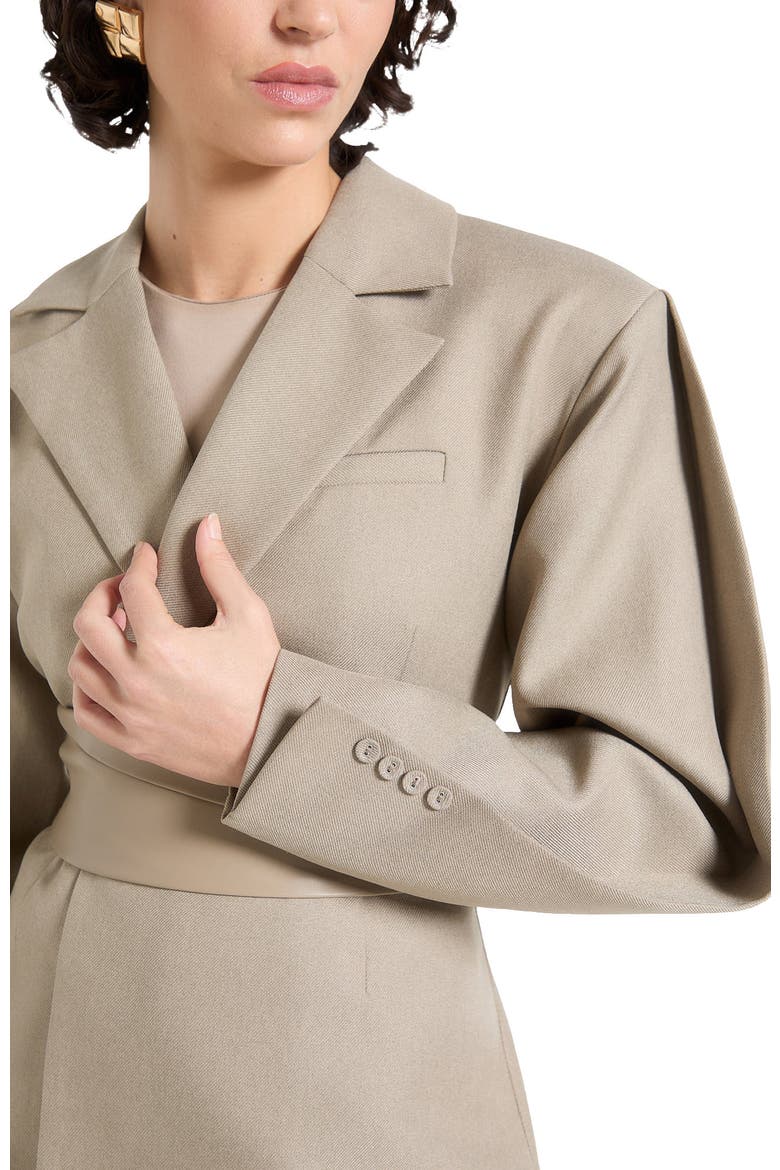 Marie Twist Sleeve Tailored Blazer with Belt, Alternate, color, Taupe