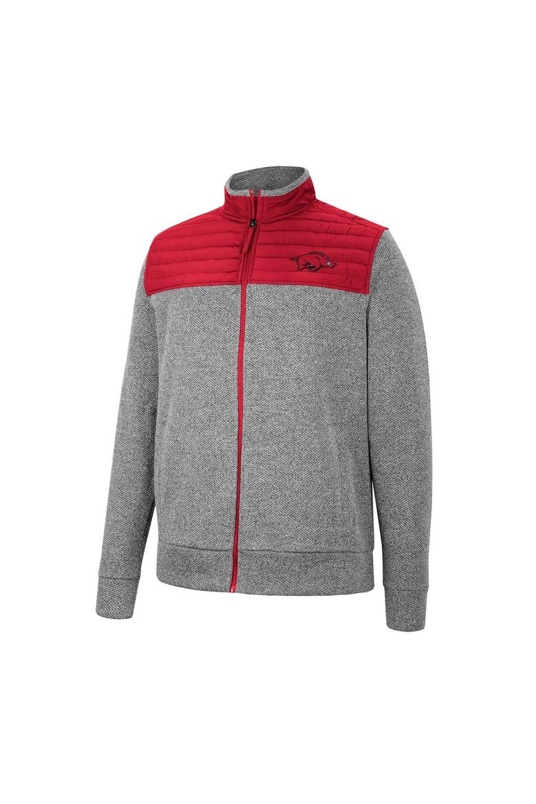 Men's Colosseum Gray/Cardinal Arkansas Razorbacks Putter Herringbone Full-Zip Jacket, Alternate, color, Charcoal