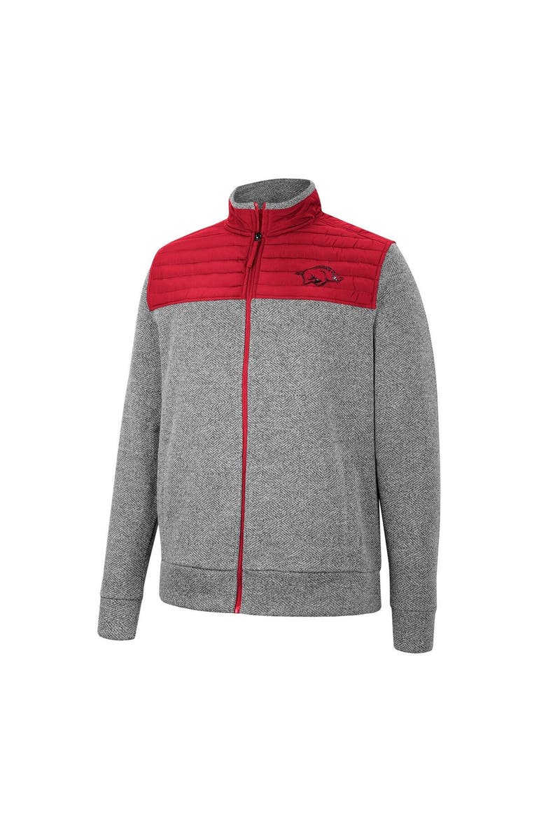 COLOSSEUM Men's Colosseum Gray/Cardinal Arkansas Razorbacks Putter Herringbone Full-Zip Jacket, Alternate, color, Charcoal