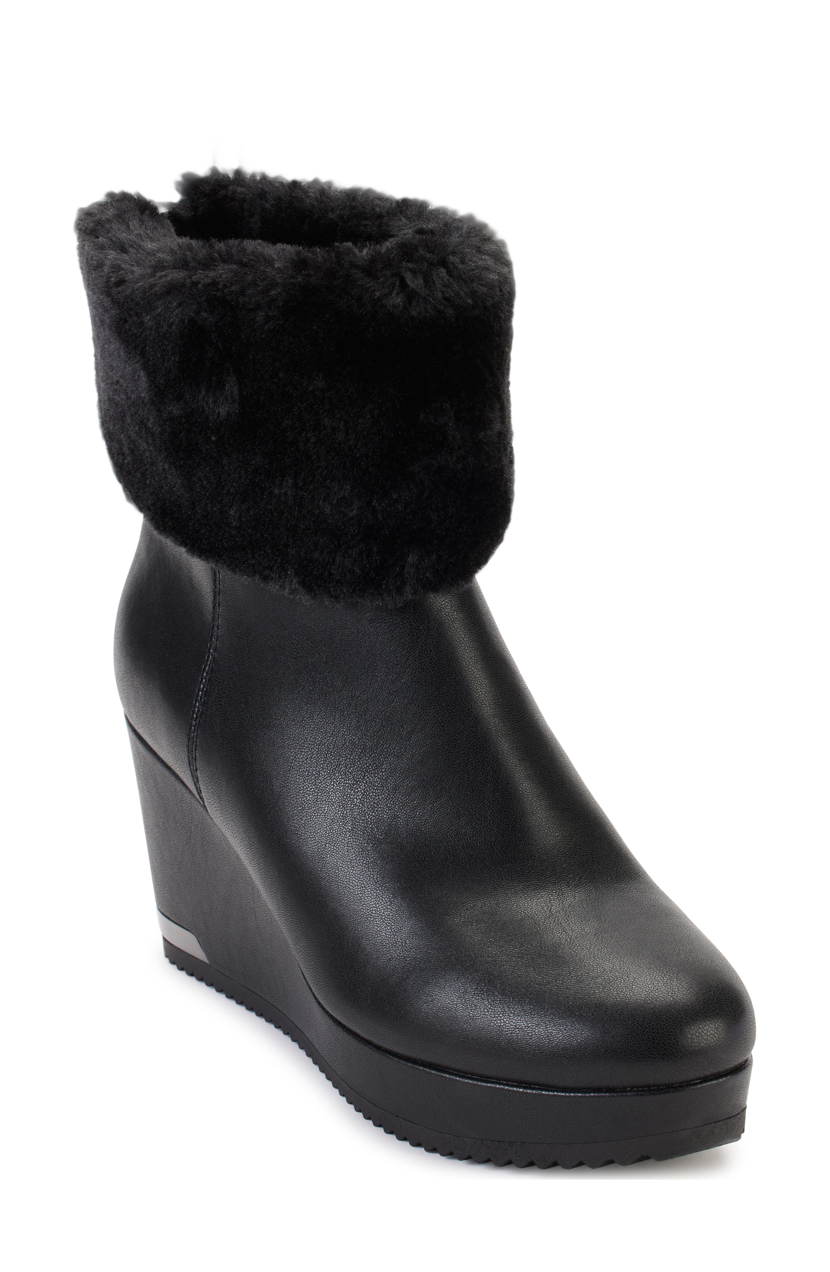 DKNY Nadra Faux Fur Cuff Wedge Bootie