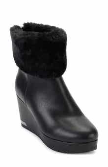 DKNY Nadra Faux Fur Cuff Wedge Bootie