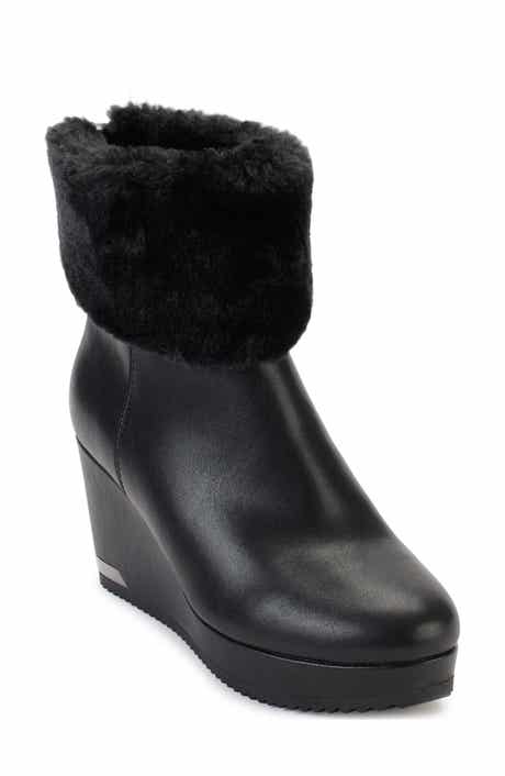 DKNY Nadra Faux Fur Cuff Wedge Bootie