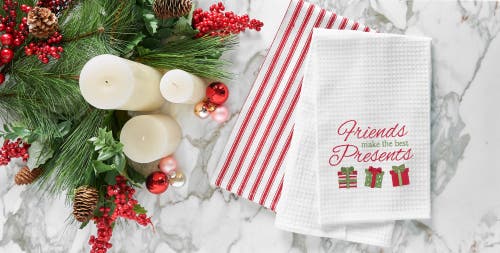 C & F Home C&f Home 27" X 18" Trio Wrapped Christmas Presents "friends Are The Best Presents" Embroidered Cotto In Multi