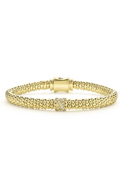 Embrace Diamond Station Caviar Beaded Bracelet