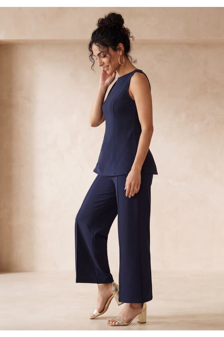 Perfectease Peplum Top, Alternate, color, NAVY