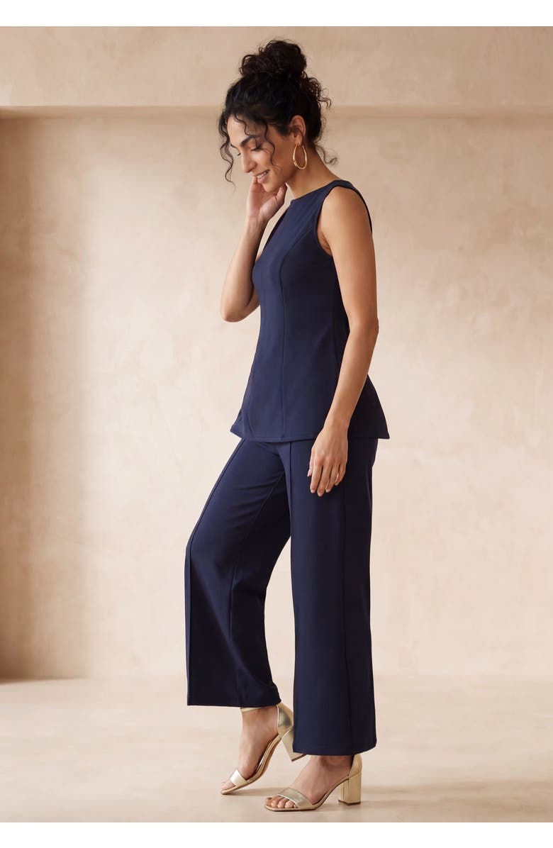 Jessica London Perfectease Peplum Top, Alternate, color, Navy
