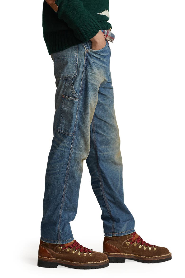 Rigid Denim Dungaree Jeans, Alternate, color, SADDLEBUNCH