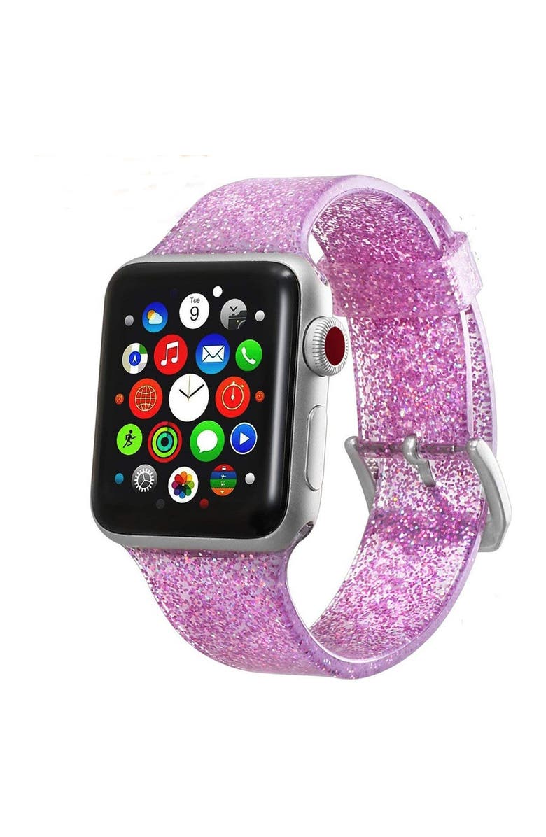 The Posh Tech Silicone Bling Glitter Band with Buckle Closure Version for 42mm/44mm Apple Watch Series 1, 2, 3, 4, 5, Alternate, color, 