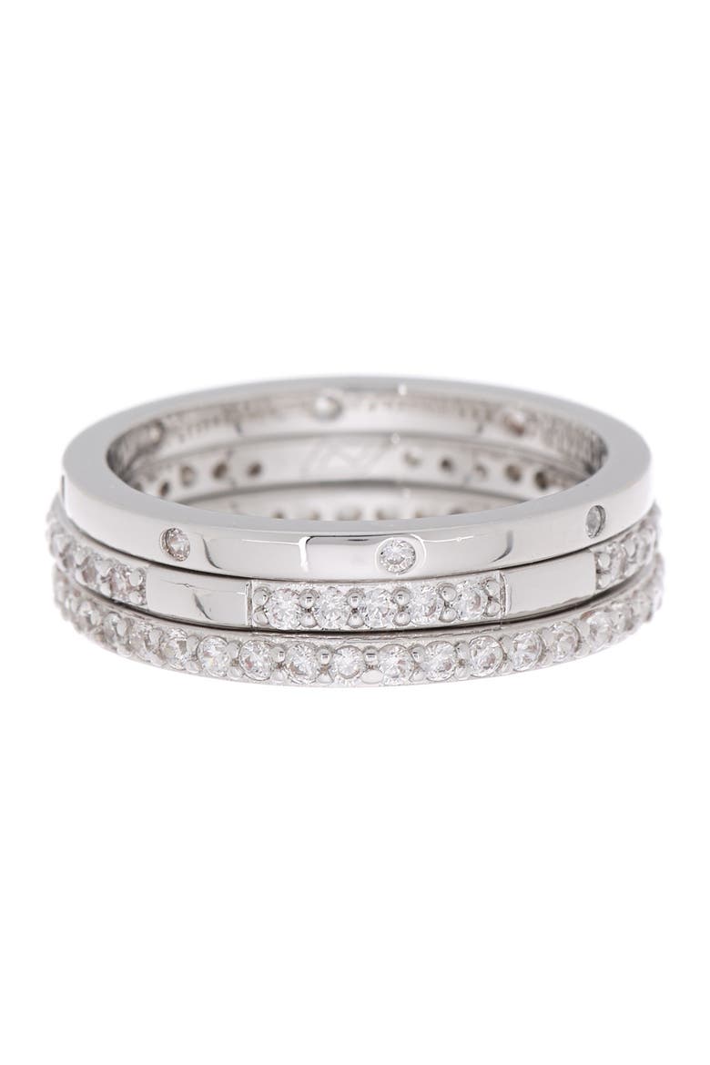 Stackable CZ Rings - Set of 3, Main, color, CLEAR- SILVER