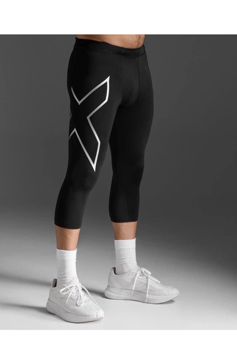 2XU Core Compression 3/4 Tights, Alternate, color, Black/Silver