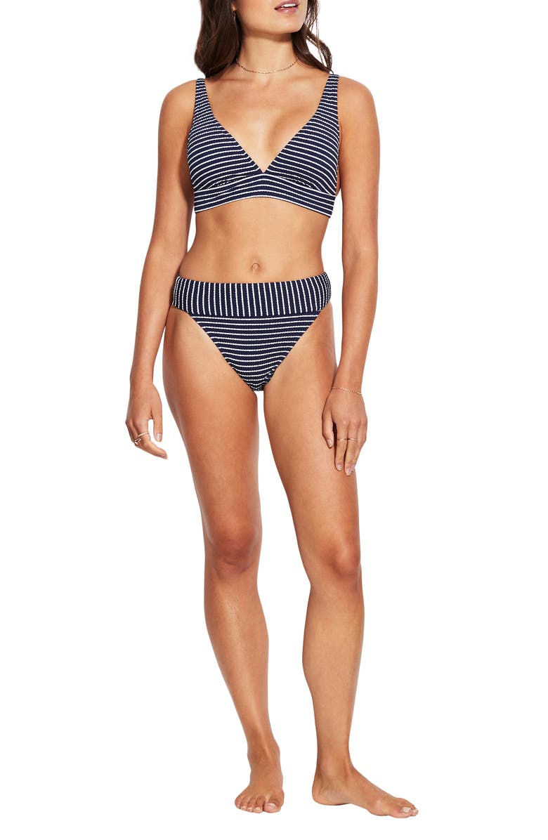 Seafolly Seafoly Seaside Stripe Longline Bikini Top, Alternate, color,