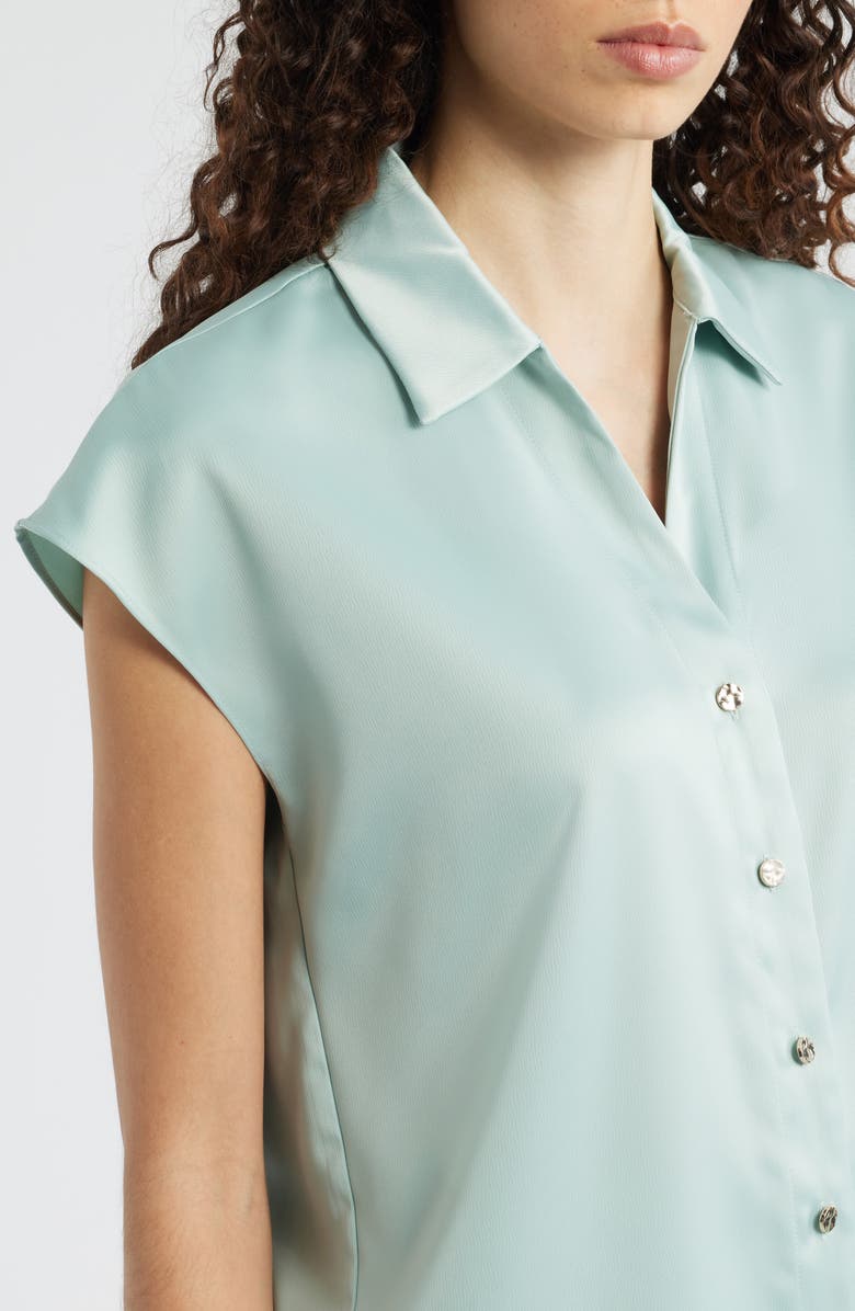 Anne Klein Crepe Button-Up Top, Alternate, color, Soft Aloe