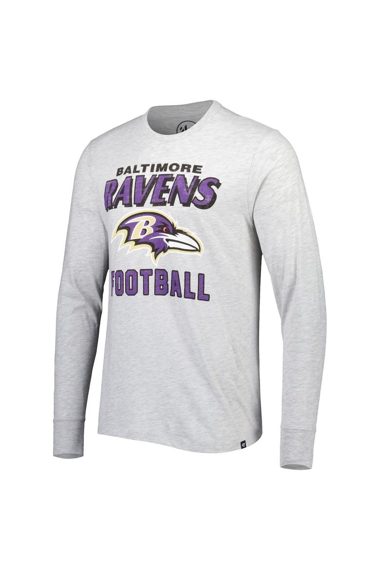 Men's '47 Heathered Gray Baltimore Ravens Dozer Franklin Long Sleeve T-Shirt, Alternate, color, Gray