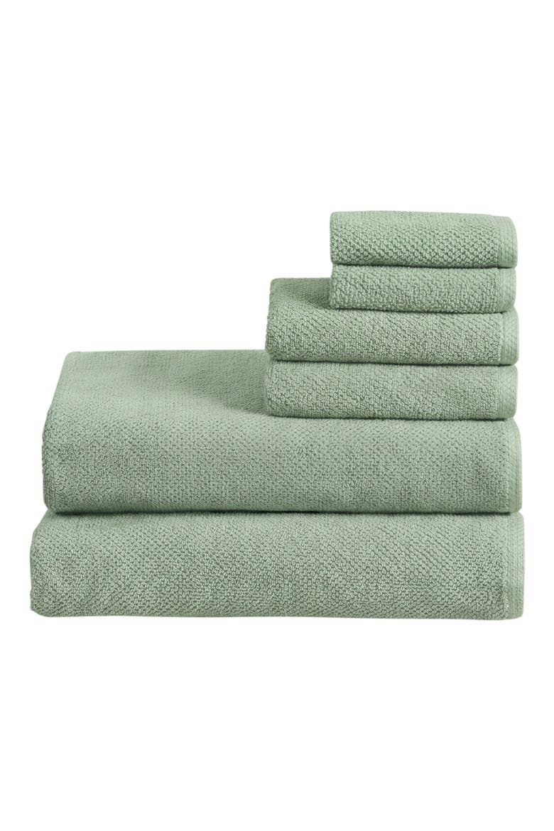 6-Piece Cotton Textured Bath Sheet Set, Main, color, MINERAL