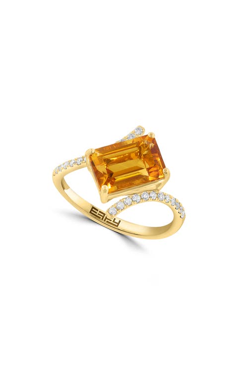 Citrine & Diamond Bypass Ring