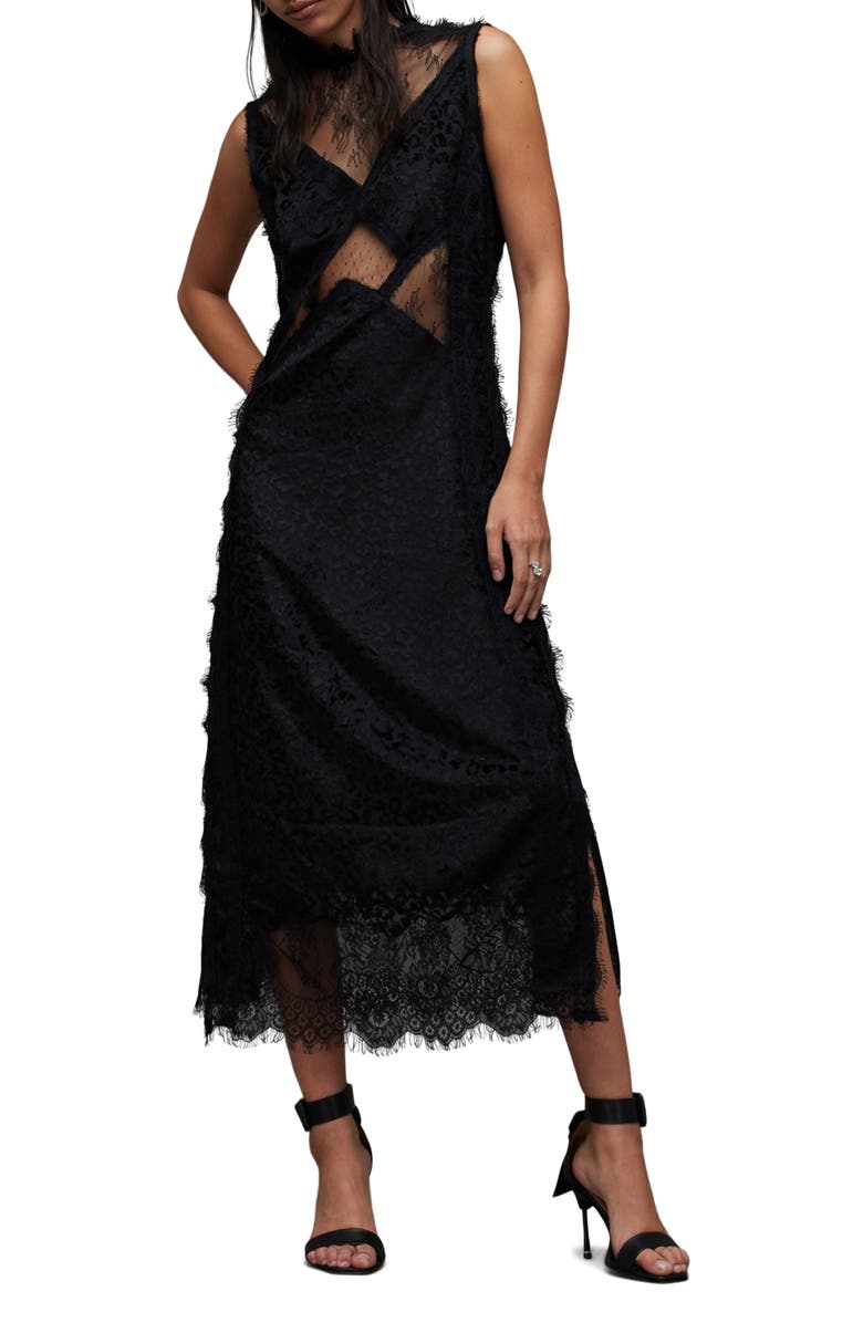 AllSaints Mila Leppo Sleeveless Lace Maxi Dress, Main, color, 