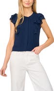 CeCe Ruffle Sleeve Pintuck Top