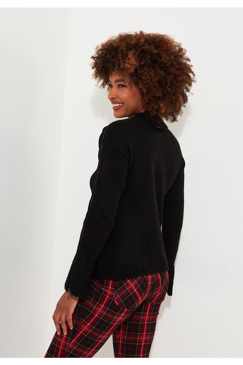 Asymmetrical Zip Neck Pullover Sweater, Alternate, color, BLACK