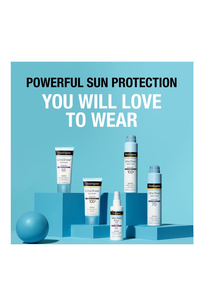 Ultra Sheer Body Mist Sunscreen Spray Broad Spectrum SPF 70, Lightweight, Non-Greasy & Water Resistant, Oil-Free & Non-Comedogenic UVA/UVB Sunscreen Mist - 5 oz., Alternate, color, NO COLOR