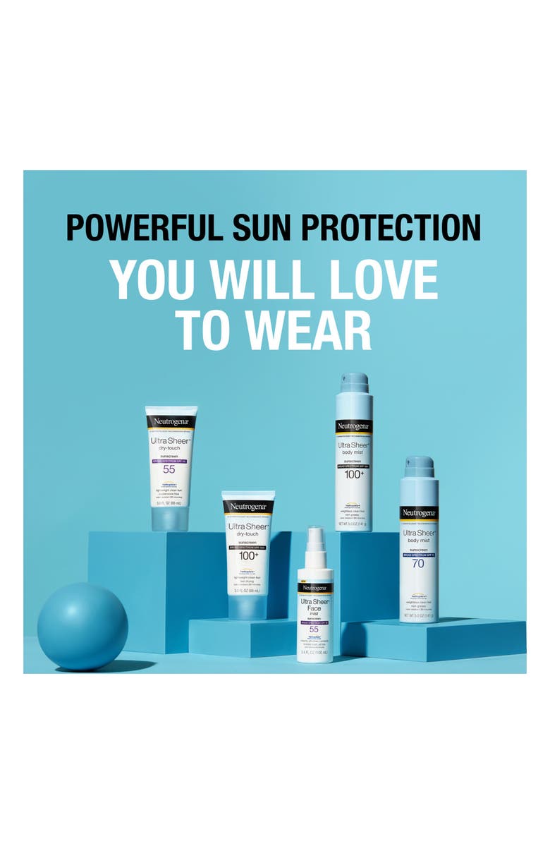 NEUTROGENA Ultra Sheer Body Mist Sunscreen Spray Broad Spectrum SPF 70, Lightweight, Non-Greasy & Water Resistant, Oil-Free & Non-Comedogenic UVA/UVB Sunscreen Mist - 5 oz., Alternate, color,