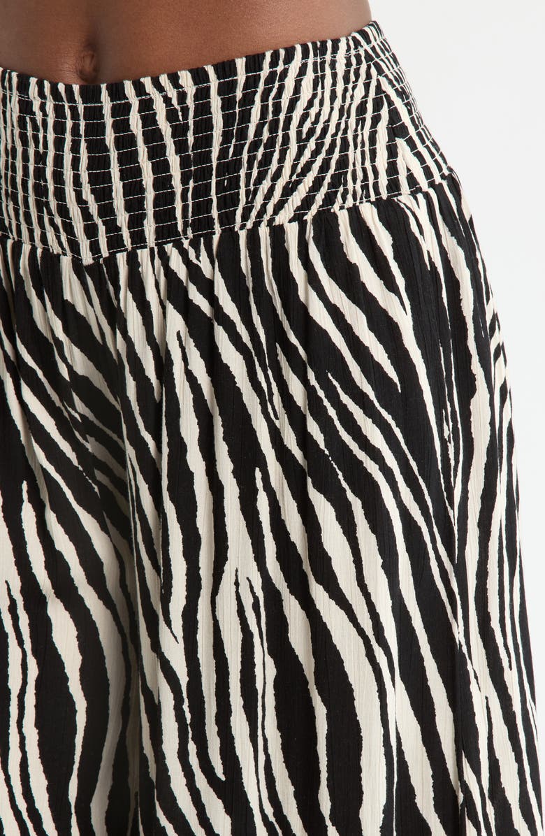 Elan Print Cover-Up Palazzo Pants, Alternate, color, Black Zebra
