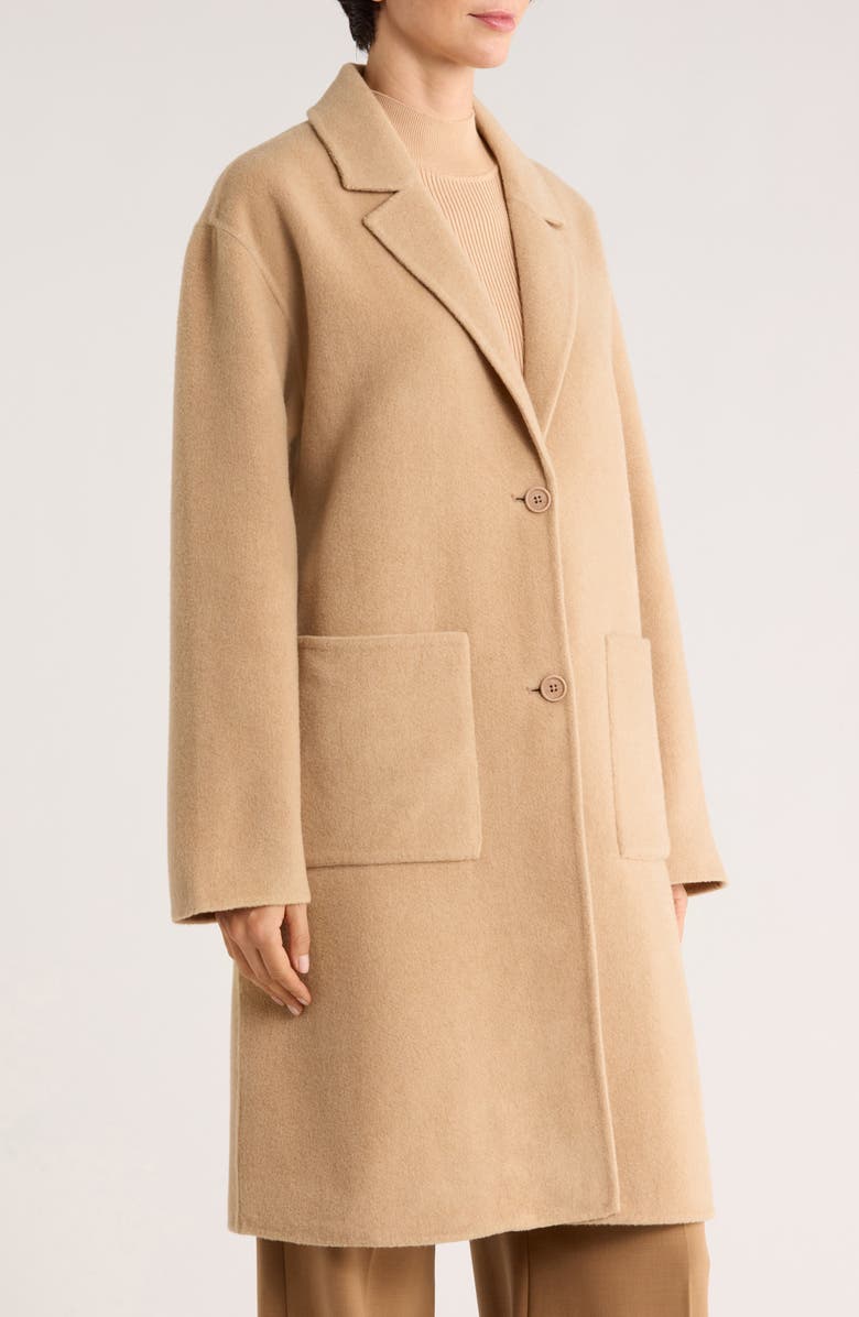 Eileen Fisher Long Wool Coat, Alternate, color, Biscuit