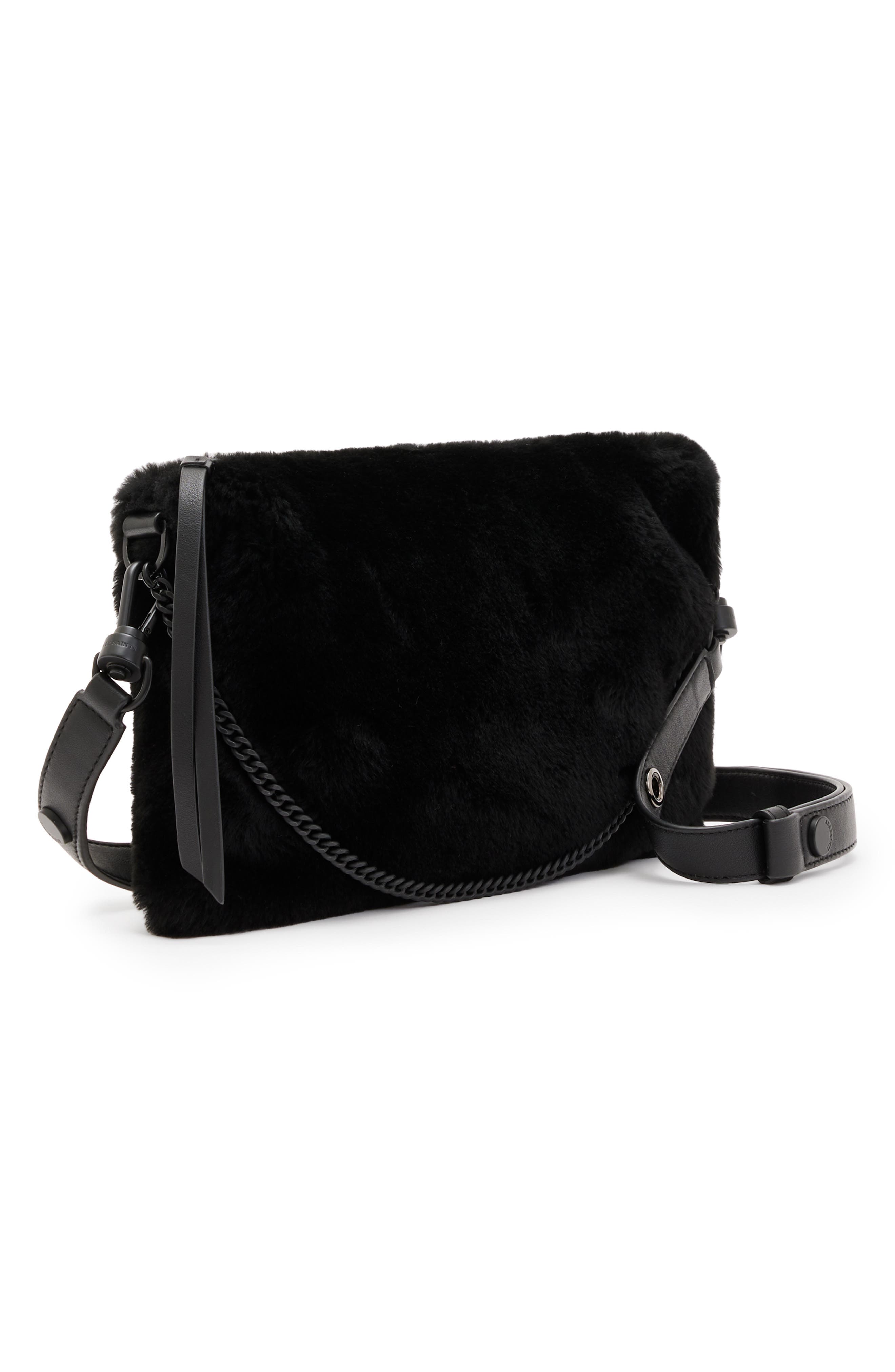 AllSaints Eve Genuine Shearling Crossbody Bag, Alternate, color, 