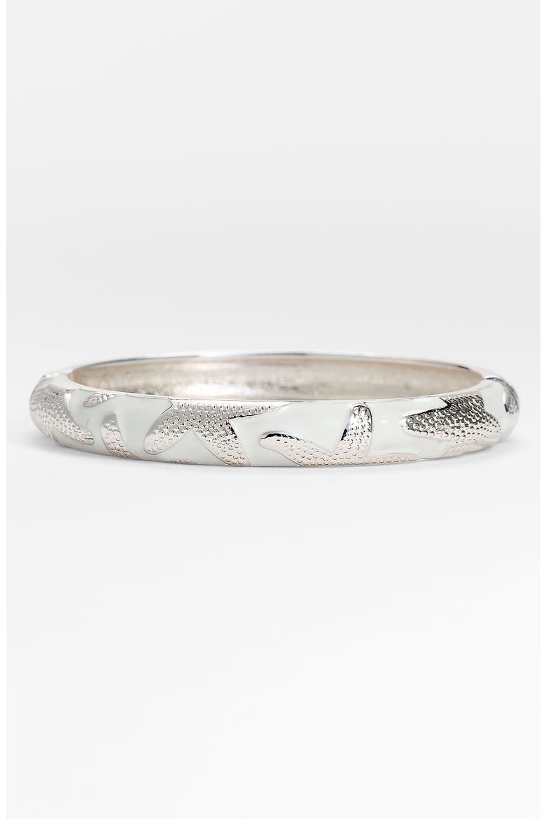 Small Starfish Enamel Bangle, Main, color, WHITE/ SILVER