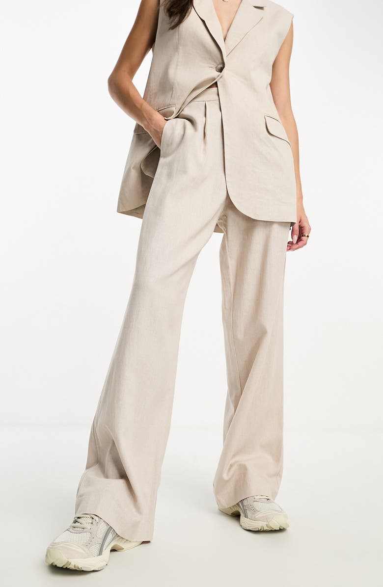 ASOS DESIGN Pleated Wide Leg Suit Trousers, Main, color, 