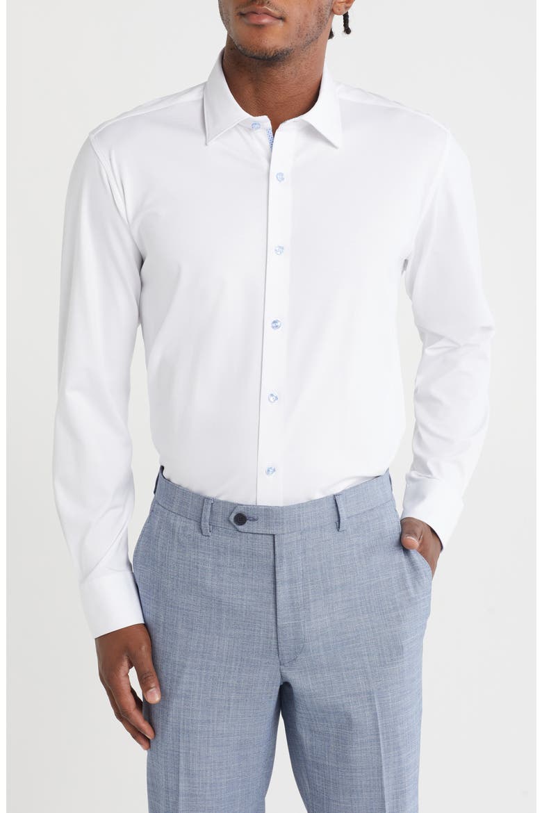 Tailored Fit Solid Cotton Dress Shirt, Main, color, LT BLUE