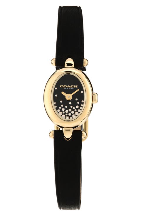 Sammy Crystal Dial Leather Strap Watch, 18mm