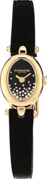 COACH Sammy Crystal Dial Leather Strap Watch, 18mm