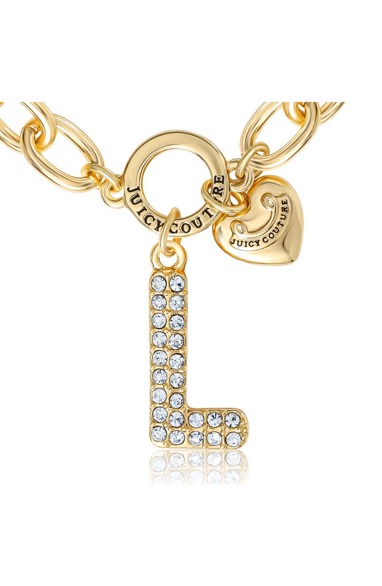 Juicy Couture Pavé Initial Charm Bracelet, 7.5'' Gold Tone Link, Alternate, color, Letter L