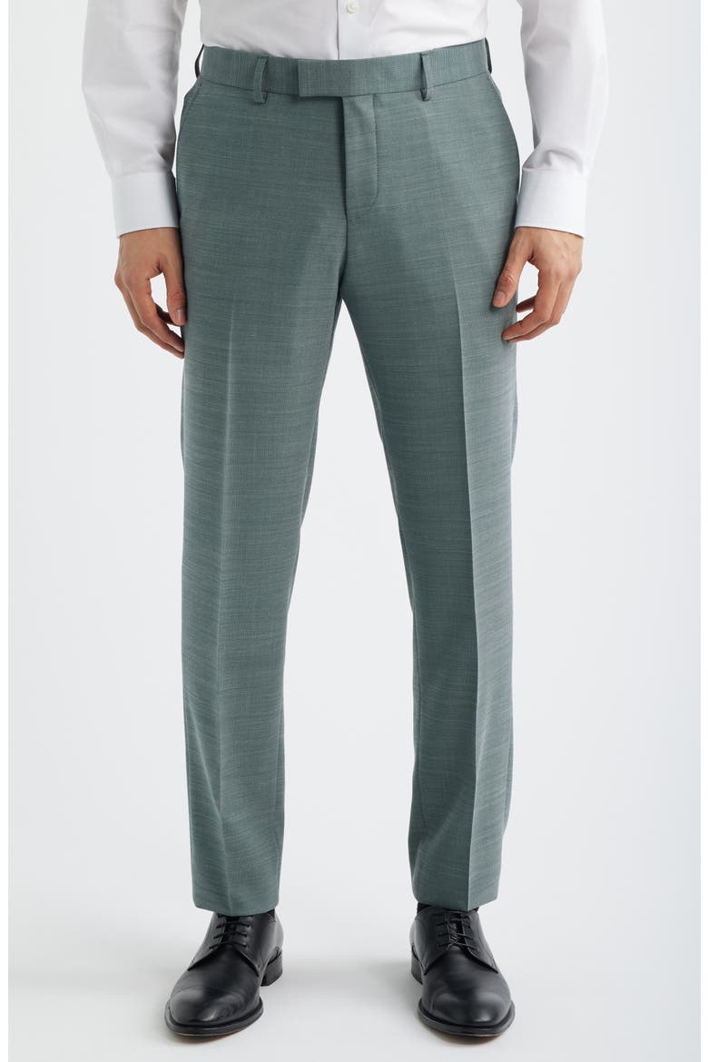 Huge Slim Fit Slub Mélange Suit, Alternate, color, OPEN GREEN