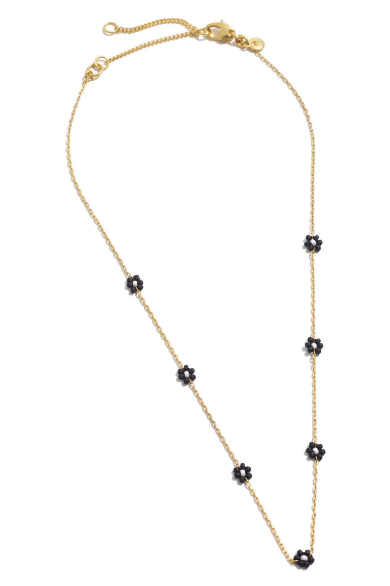 Seed Bead Daisy Chain Necklace, Main, color, ALMOST BLACK