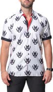 Maceoo Galileo DogPeace Short Sleeve Contemporary Fit Button-Up Shirt