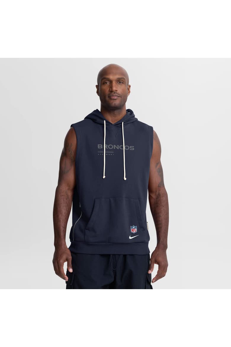 Men's Nike Navy Denver Broncos Sideline Standard Issue Dri-FIT Sleeveless Hoodie, Main, color, Navy