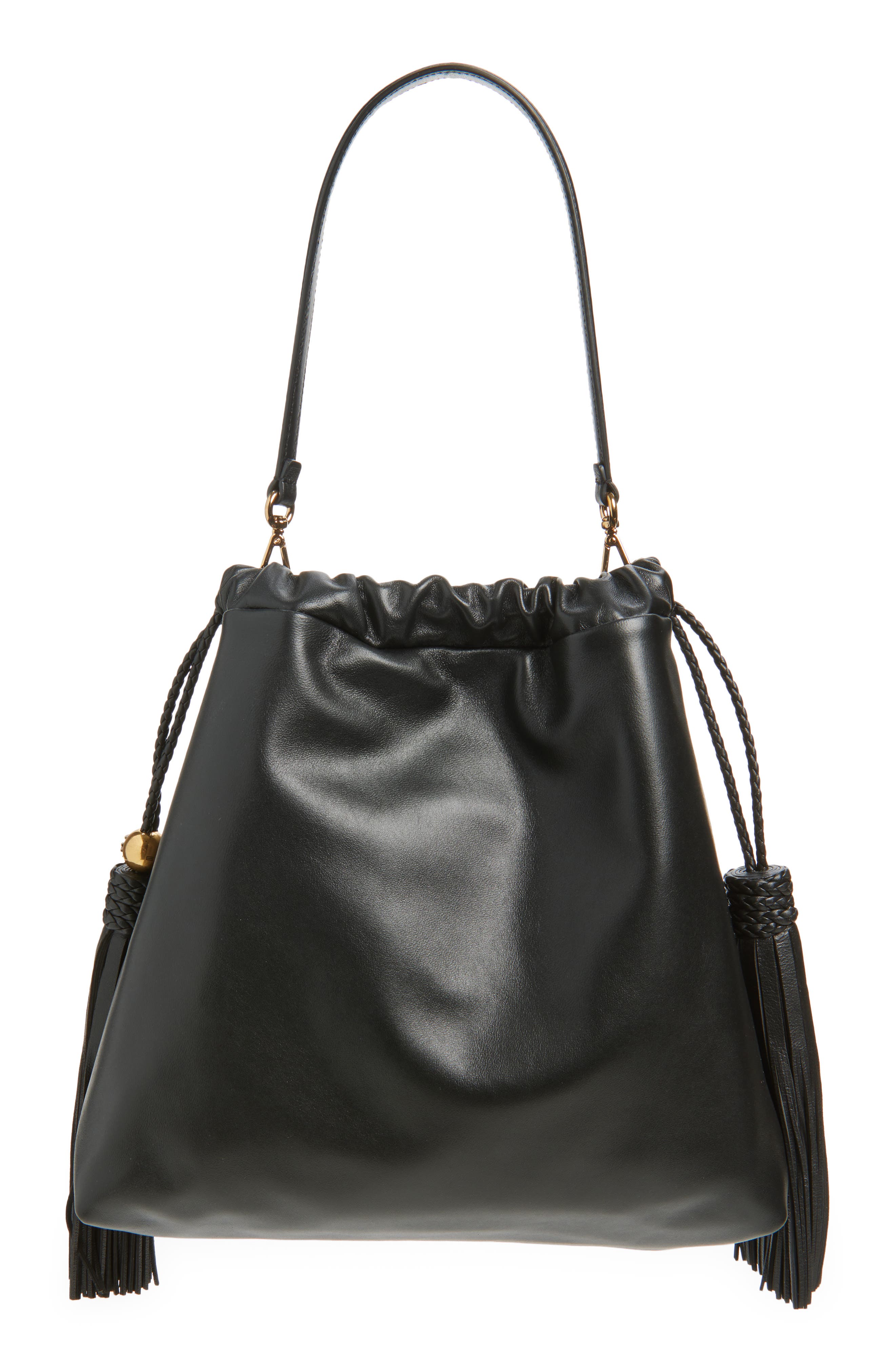 Etro Medium Kalispera Tassel Leather Shoulder Bag, Alternate, color, Black