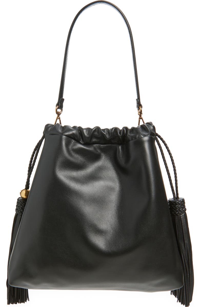 Etro Medium Kalispera Tassel Leather Shoulder Bag, Alternate, color, Black