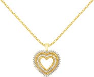 Haus of Brilliance 14K Yellow Gold Plated Silver 1.0 Cttw Diamond Composite Hearth Pendant Necklace